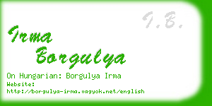 irma borgulya business card